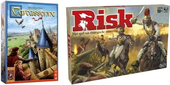 Merkloos Spellenbundel - 2 Stuks - Carcassonne & Hasbro Risk 3 Merkloos Spellenbundel - 2 Stuks - Carcassonne & Hasbro Risk