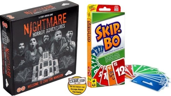 Merkloos Spellenbundel - 2 Stuks - Skip-Bo & Nightmare Horror Adventures 3 Merkloos Spellenbundel - 2 Stuks - Skip-Bo & Nightmare Horror Adventures