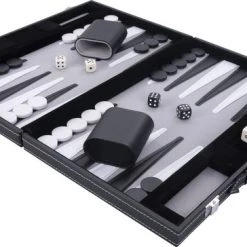 Longfield Backgammon 15 Inch Grijs/ Zwart/ Wit Gestikt -Spellenvoor Verkoopwinkel 550x364 5