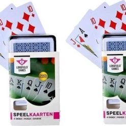 Longfield 4x Speelkaarten Plastic Poker/bridge/kaartspel In Bewaar Box - Kaartspellen - Speelkaarten - Pesten/pokeren