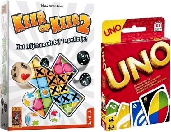 Merkloos Spellenbundel - 2 Stuks - Keer Op Keer 2 & Uno 3 Merkloos Spellenbundel - 2 Stuks - Keer Op Keer 2 & Uno
