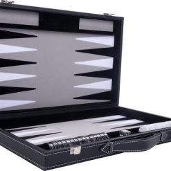 Longfield Backgammon 18 Inch, Zwart/wit/grijs Ingelegd Vilt -Spellenvoor Verkoopwinkel 550x427