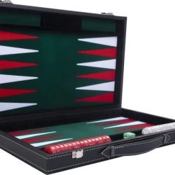 Longfield Backgammon 15"inch Groen, Rood En Wit Ingelegd Vilt -Spellenvoor Verkoopwinkel 550x429 1