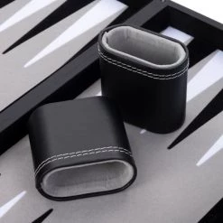 Longfield Backgammon 18 Inch, Zwart/wit/grijs Ingelegd Vilt