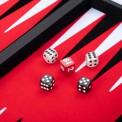 Longfield Backgammon 18inch, Rood/zwart/wit Ingelegd Vilt