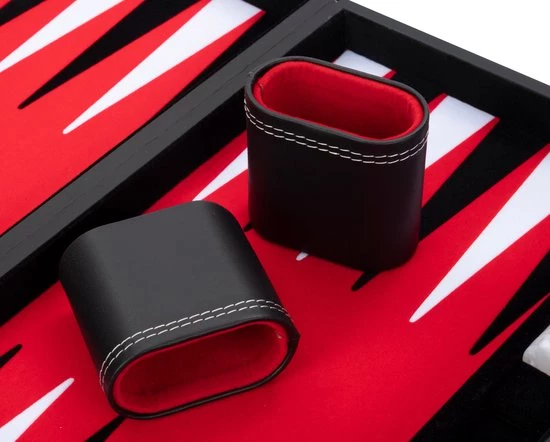 Longfield Backgammon 18inch, Rood/zwart/wit Ingelegd Vilt 5 Longfield Backgammon 18inch, Rood/zwart/wit Ingelegd Vilt - Afbeelding 3