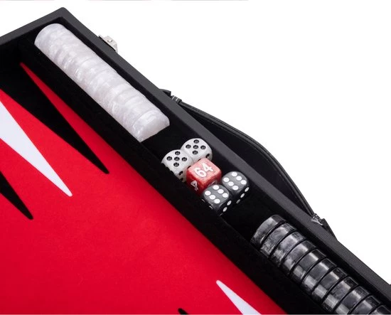 Longfield Backgammon 18inch, Rood/zwart/wit Ingelegd Vilt 9 Longfield Backgammon 18inch, Rood/zwart/wit Ingelegd Vilt - Afbeelding 7