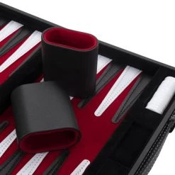 Longfield Backgammon 15, Rood/ Zwart/ Wit Gestikt