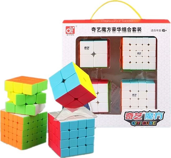 Qiyi Cadeauverpakking 2x2, 3x3, 4x4 En 5x5 3 Qiyi Cadeauverpakking 2x2, 3x3, 4x4 En 5x5