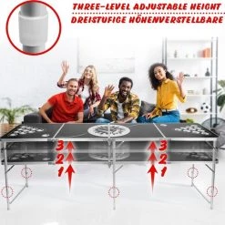 Jago GoodVibes - Bierpongtafelset Voor Volwassenen - Inclusief 6 Ballen, 100 Bekers En Bekerhouder - In Hoogte Verstelbaar, Opvouwbaar, Aluminium - Drinkspelletjes -Spellenvoor Verkoopwinkel 550x532 2