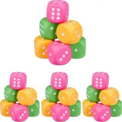 Relaxdays 24 X Dobbelstenen Foam XXL - Kleurrijk - Schuimstof Dobbelstenen - Stof Zacht