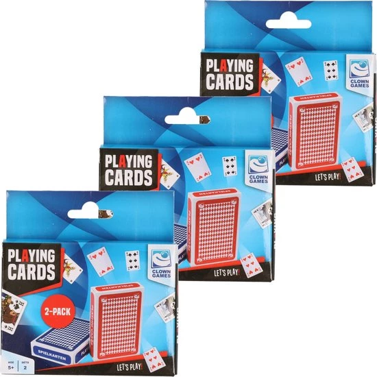 Set Van 6x Clown Games Speelkaarten Rood En Blauw - Kaartspellen - Pesten/pokeren 4 Set Van 6x Clown Games Speelkaarten Rood En Blauw - Kaartspellen - Pesten/pokeren - Afbeelding 2
