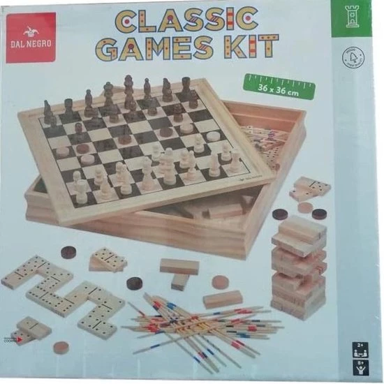 Dal Negro Spelbox Klassiek 36 Cm Hout Naturel 6-delig 3 Dal Negro Spelbox Klassiek 36 Cm Hout Naturel 6-delig