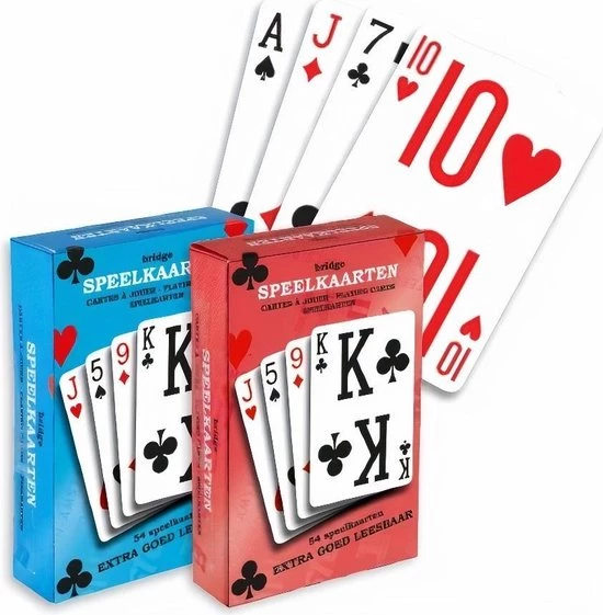 Verhaak Speelkaarten Bridge 9 X 6 Cm Karton Rood/blauw 2 Sets 4 Verhaak Speelkaarten Bridge 9 X 6 Cm Karton Rood/blauw 2 Sets - Afbeelding 2