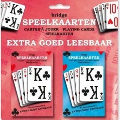 Verhaak Speelkaarten Bridge 9 X 6 Cm Karton Rood/blauw 2 Sets