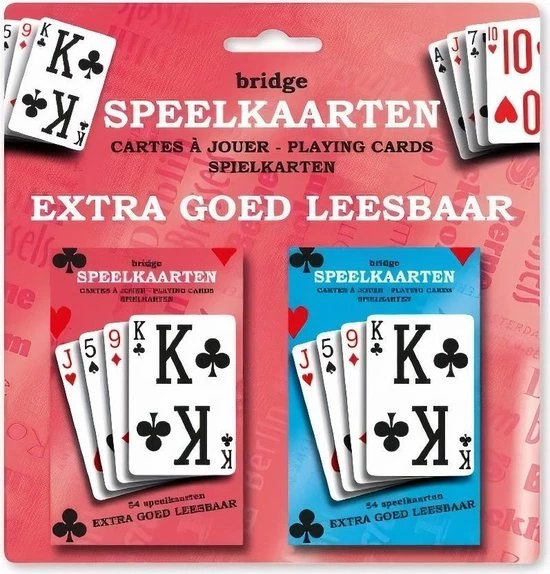 Verhaak Speelkaarten Bridge 9 X 6 Cm Karton Rood/blauw 2 Sets 3 Verhaak Speelkaarten Bridge 9 X 6 Cm Karton Rood/blauw 2 Sets