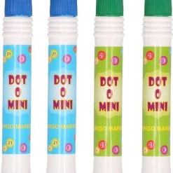 Merkloos 4x Bingostiften - 2x Stuks In De Kleuren Groen En Blauw - Bingo Spel Markeerstiften