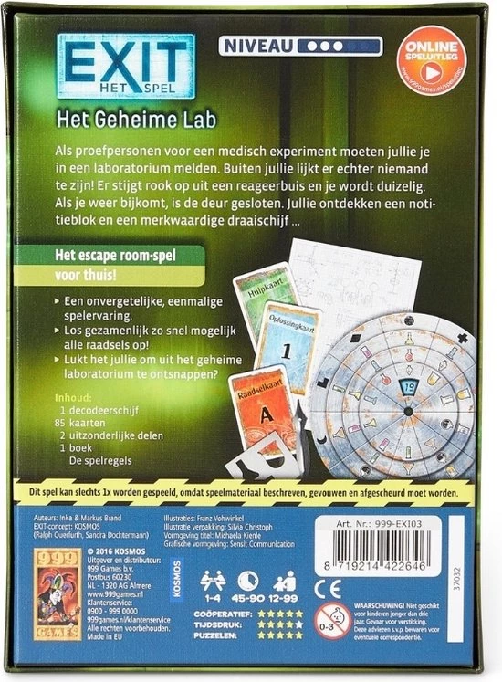 999 Games Spellenbundel - 2 Stuks - Exit - Het Geheime Lab & De Duistere Catacomben 5 999 Games Spellenbundel - 2 Stuks - Exit - Het Geheime Lab & De Duistere Catacomben - Afbeelding 3